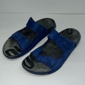 ECCO Women’s 2nd Cozmo Blue Suede Leather Slide Sandals size 9-9.5